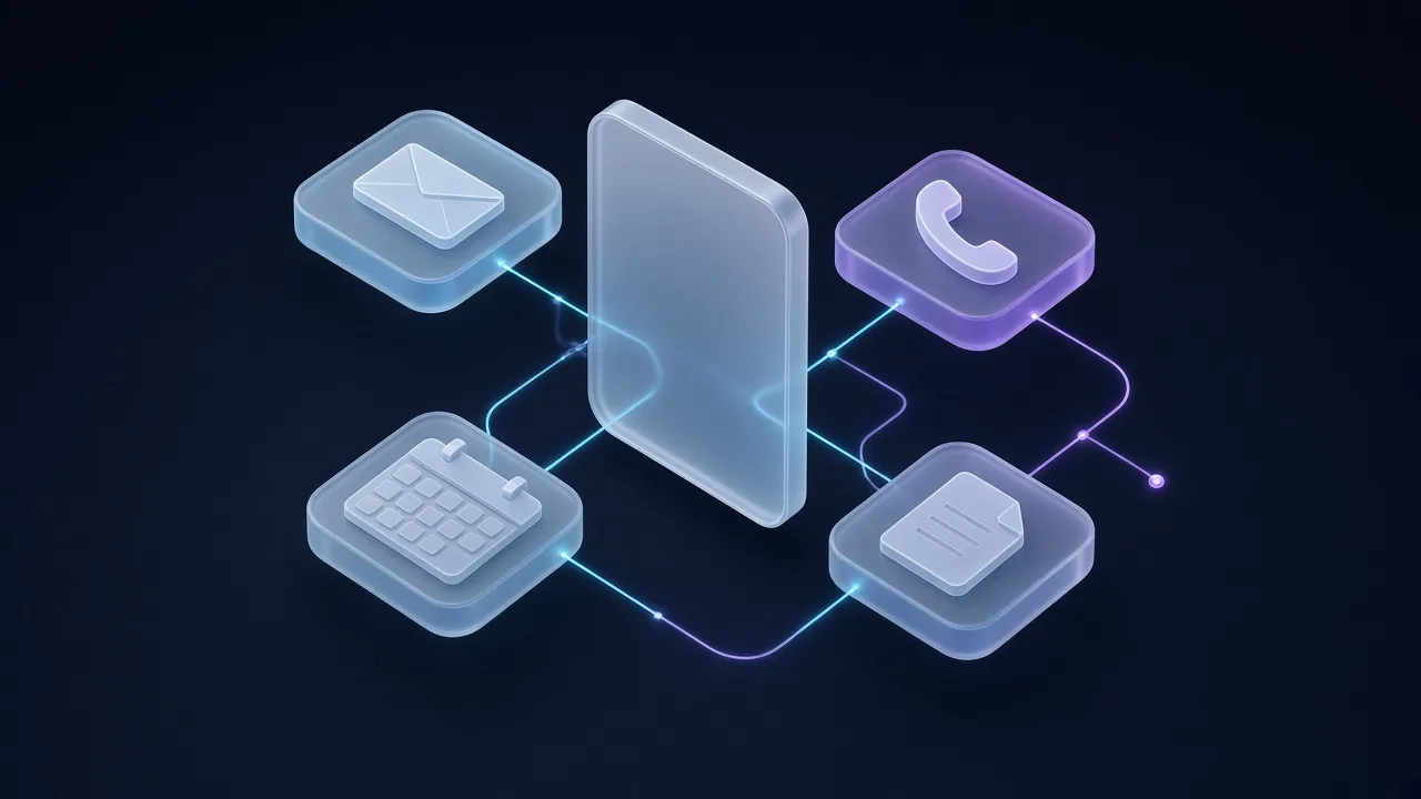 A team in a modern office working with AI assistants on screens